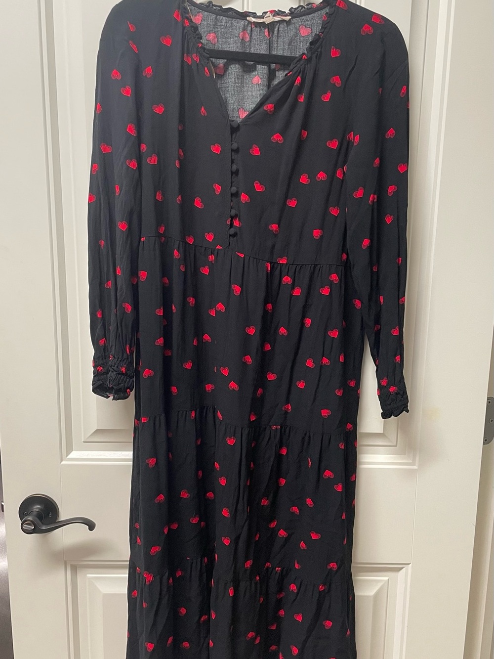 My Danielle Black Maxi Dress with Red Heart Print